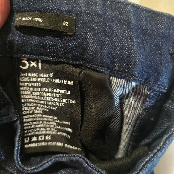 3x1 NYC Dark Wash Denim Belted Button Fly Cropped Pants Size 32 US 12 - Picture 5 of 5